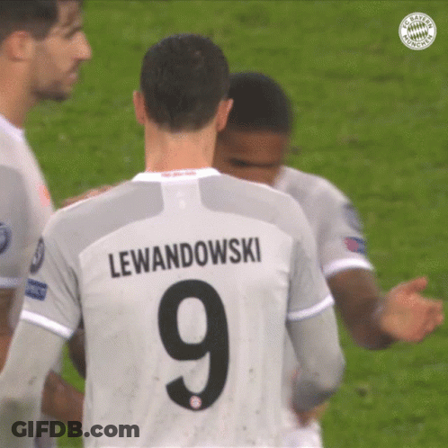 A Soccer Player With The Name Lewandowski On The Back Of His Shirt GIF