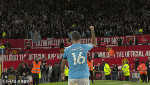 A Soccer Player With The Name Rodrigo On The Back Of His Shirt GIF