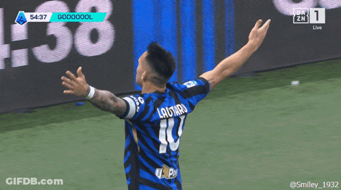 A Soccer Player With The Number 10 On His Jersey Celebrates GIF