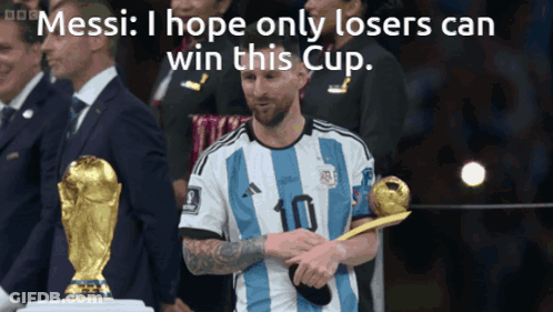 A Soccer Player With The Number 10 On His Jersey Holding A Trophy GIF