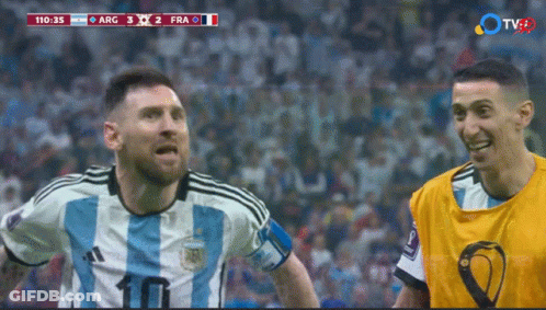 A Soccer Player With The Number 10 On His Jersey Stands Next To Another Player GIF