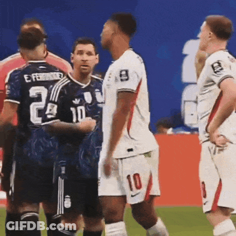 A Soccer Player With The Number 10 On His Shorts Is Standing Next To Another Player GIF