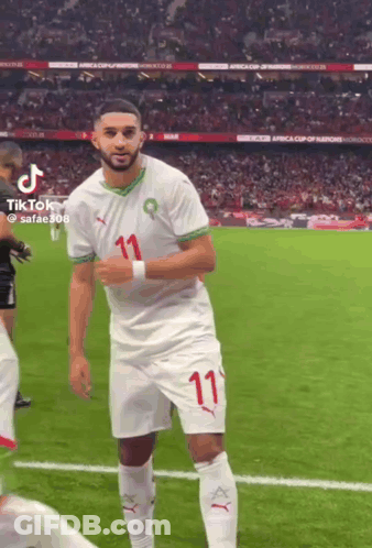 A Soccer Player With The Number 11 On His Jersey Is On The Field GIF