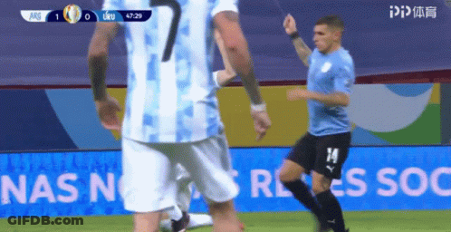 A Soccer Player With The Number 14 On His Shorts Celebrates GIF