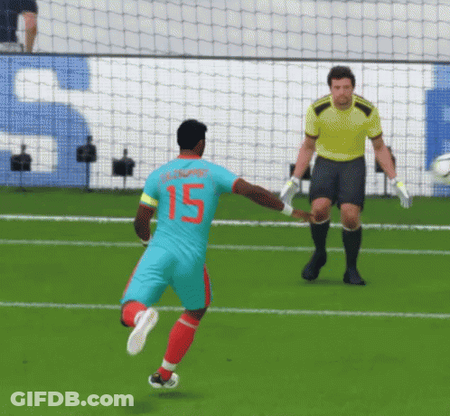 A Soccer Player With The Number 15 On His Jersey Is Kicking The Ball GIF