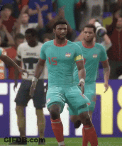 A Soccer Player With The Number 15 On His Shirt Is Running On The Field GIF
