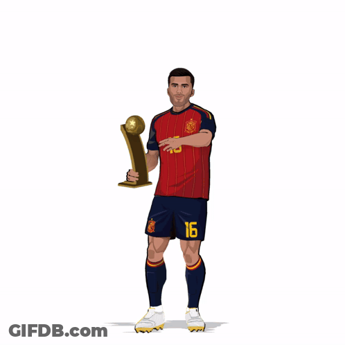 A Soccer Player With The Number 16 On His Jersey Holding A Trophy GIF