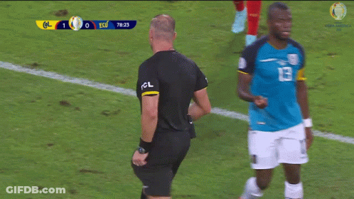 A Soccer Player With The Number 16 On His Jersey Talks To A Referee GIF