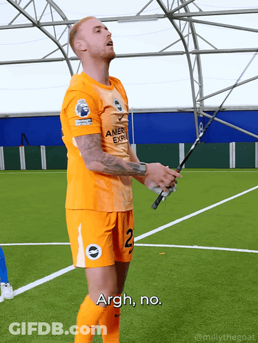 A Soccer Player With The Number 2 On His Shorts Holds A Fishing Rod GIF