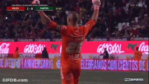 A Soccer Player With The Number 27 On His Back Celebrates A Goal GIF