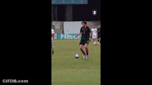 A Soccer Player With The Number 6 On His Jersey Kicks The Ball GIF