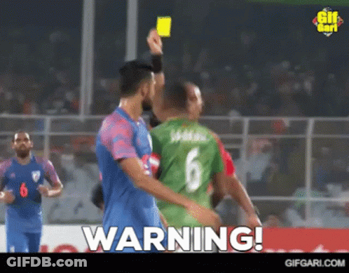 A Soccer Player With The Number 6 On His Shirt Is Getting A Yellow Card From A Referee GIF