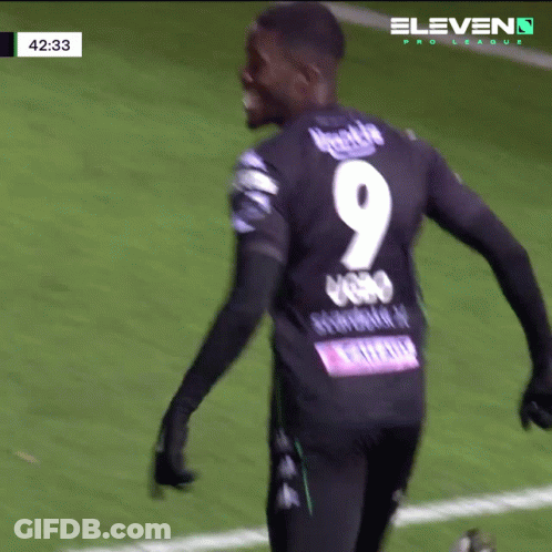 A Soccer Player With The Number 9 On The Back Of His Shirt GIF