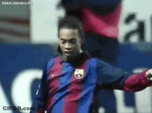 A Soccer Player With The Word Ronaldinho On The Bottom GIF