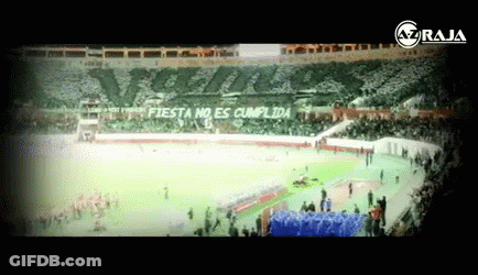 A Soccer Stadium With A Banner That Says Fiesta No Es Cumplida GIF