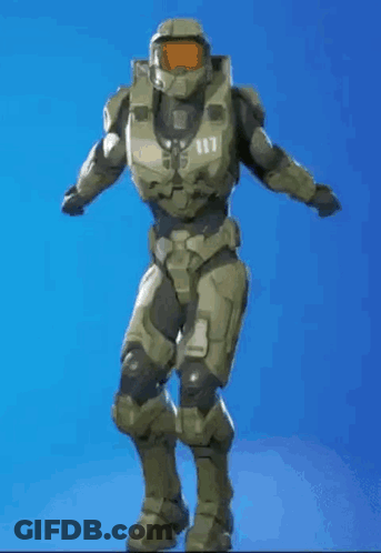 A Soldier In A Military Uniform Is Dancing In Front Of A Blue Background . GIF