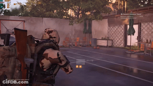 A Soldier In A Video Game Is Standing In A Yard GIF