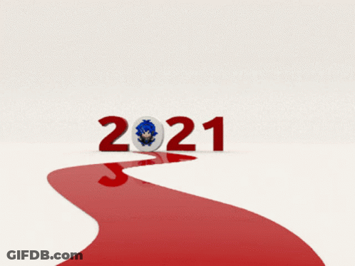 A Sonic The Hedgehog Is On A Red Carpet In The Year 2021 GIF