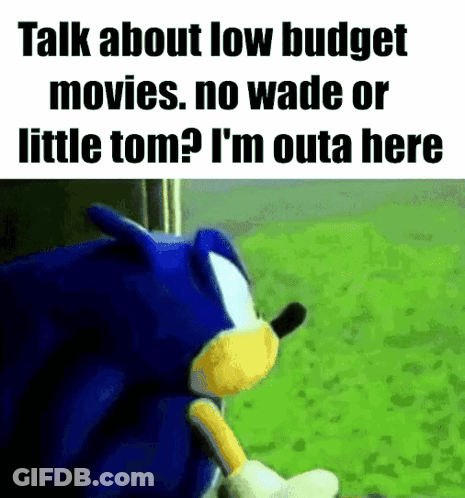 A Sonic The Hedgehog Stuffed Animal Is Talking About Low Budget Movies , No Wade Or Little Tom . GIF