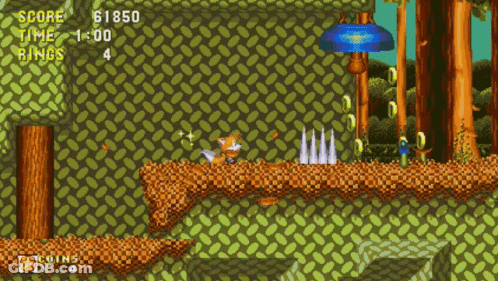 A Sonic The Hedgehog Video Game Shows A Score Of 61850 GIF