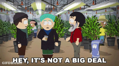 A South Park Cartoon Says " Hey It 'S Not A Big Deal " In A Greenhouse GIF