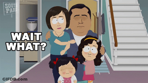 A South Park Cartoon Shows A Family Standing In A Hallway GIF