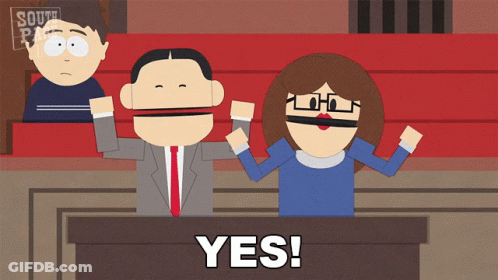A South Park Cartoon Shows A Man And A Woman Giving A Yes GIF