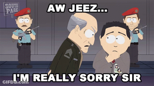 A South Park Cartoon Shows A Man Being Arrested By A Soldier GIF