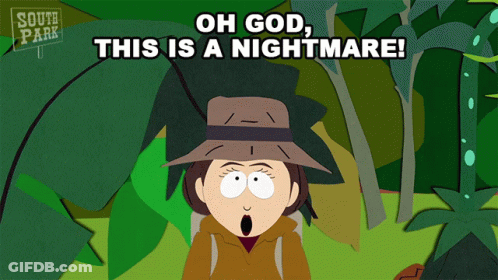 A South Park Cartoon Shows A Surprised Woman In A Hat GIF