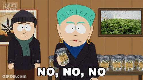 A South Park Cartoon Shows A Woman Holding A Jar Of Marijuana GIF
