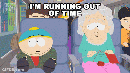 A South Park Cartoon Shows An Elderly Woman Knitting GIF