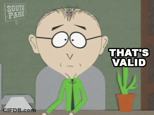 A South Park Character Says That 'S Valid In Front Of A Potted Plant GIF