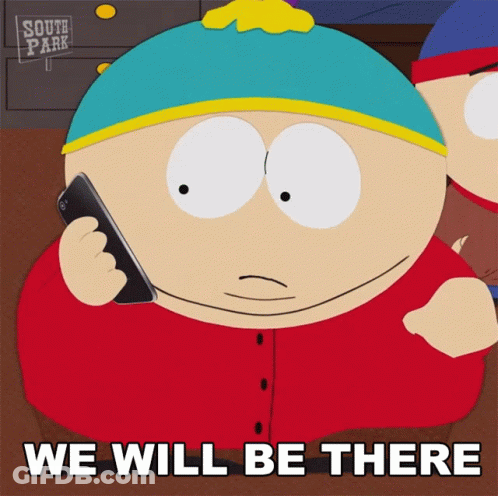 A South Park Character Talking On A Cell Phone GIF