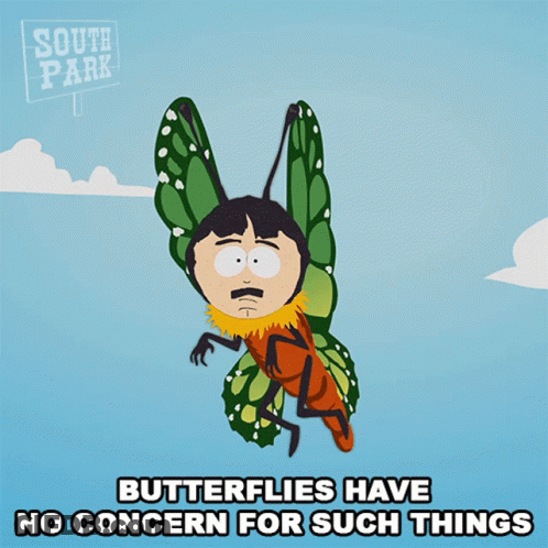 A South Park Poster With A Butterfly On It GIF