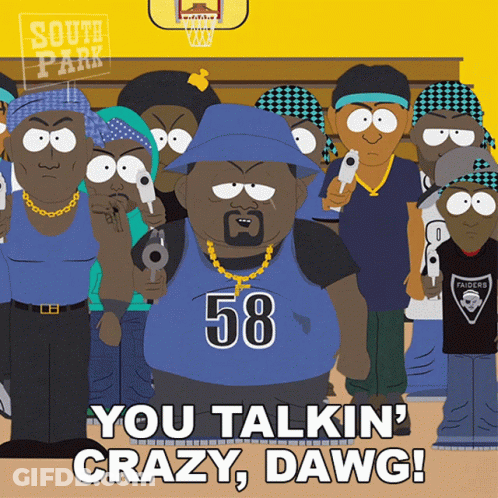 A South Park Poster With A Man Wearing A Number 58 Shirt GIF