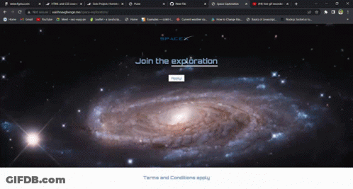 A Space Exploration Website Shows A Galaxy In The Background GIF