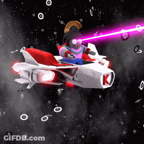 Space Ship With Letter K GIF