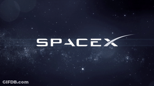 A Spacex Logo Is Displayed On A Starry Background GIF