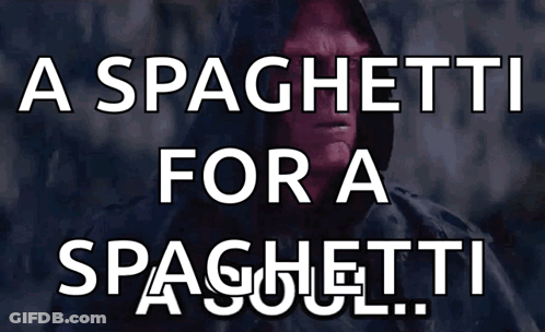 A Spaghetti For A Spaghetti Poster With A Man In A Hoodie GIF