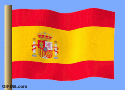 A Spanish Flag Is Waving In The Wind On A Pole GIF