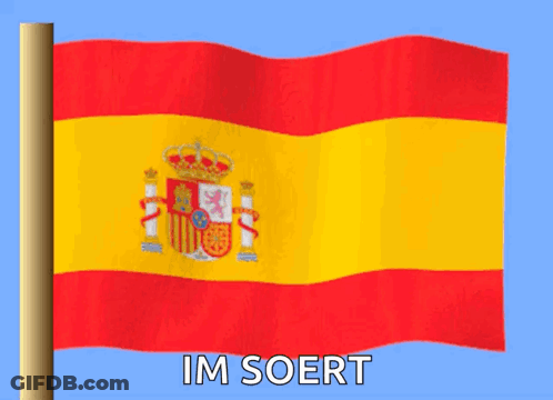 A Spanish Flag Is Waving In The Wind With The Caption Im Soert GIF