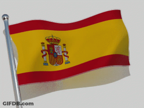 A Spanish Flag With A Coat Of Arms On It GIF