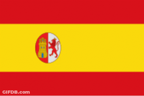 A Spanish Flag With A Coat Of Arms On It GIF