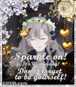 Wednesday Greeting Card With Girl And Sparkles GIF