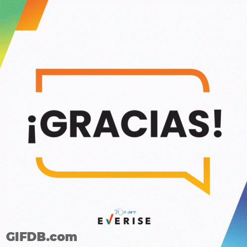 A Speech Bubble That Says Gracias In Black Letters GIF