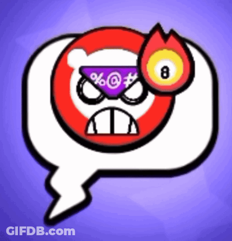 A Speech Bubble With An Angry Face And A Pool Ball With The Number 8 GIF