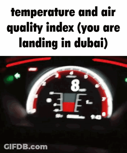 A Speedometer That Says Temperature And Air Quality Index GIF
