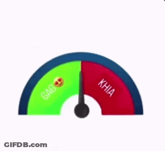 A Speedometer With The Words Gag And Khia On The Bottom GIF