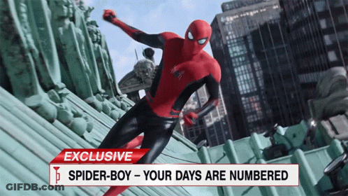 A Spider-Man Advertisement That Says ' Exclusive Spider-Boy Your Days Are Numbered ' On It GIF