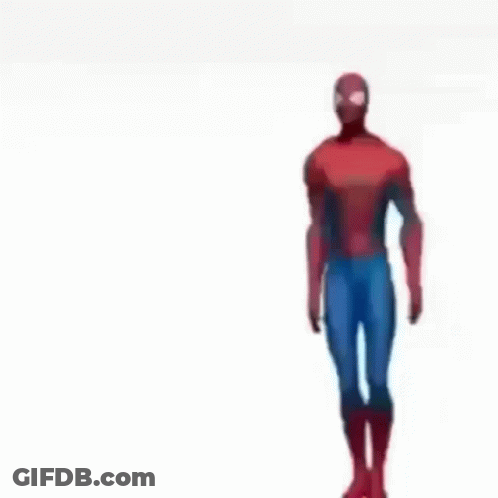 A Spider-Man Is Dancing On A White Background In A Video Game . GIF